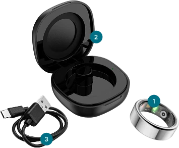 Herz P1 Smart Ring and USB charging cable included in the box